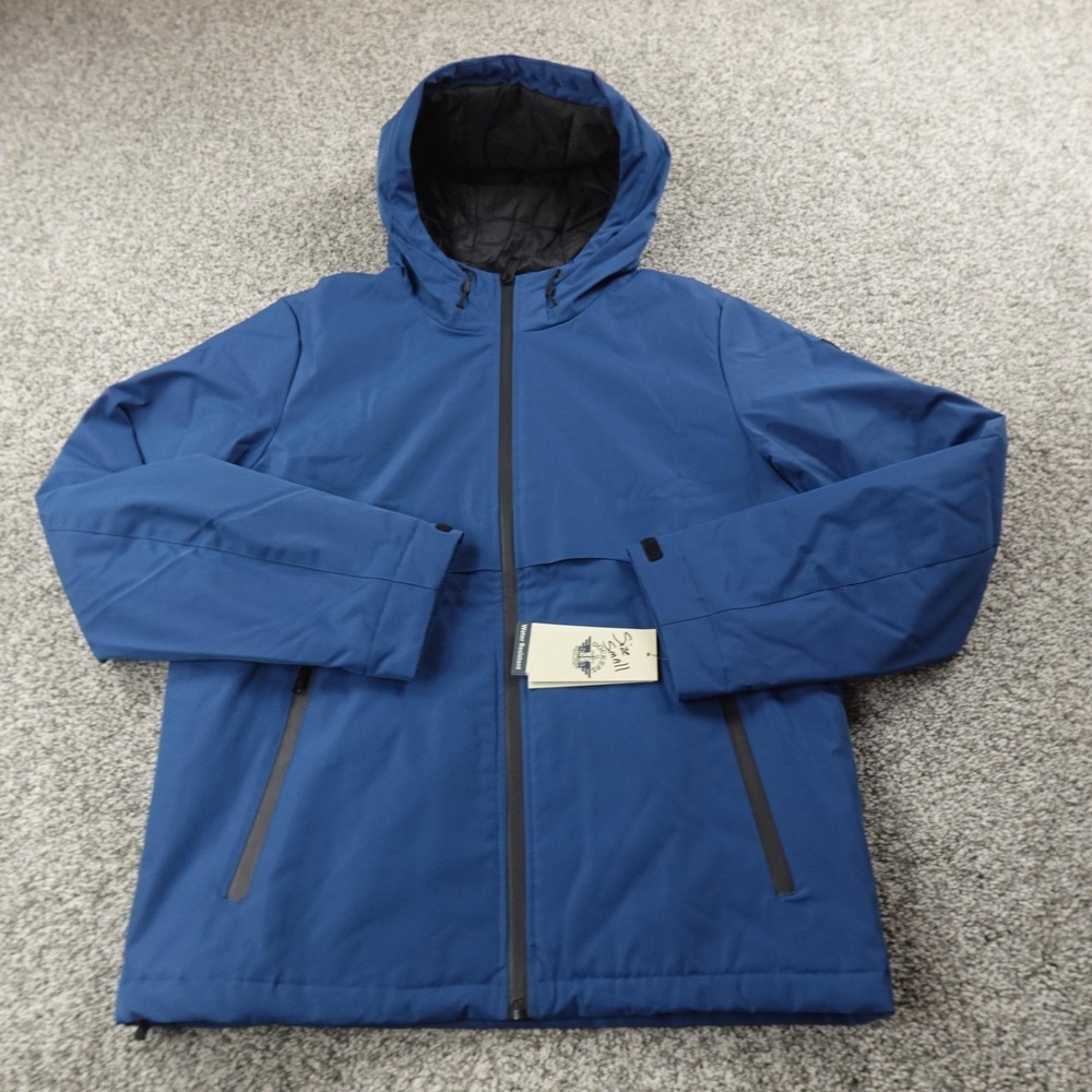 NEW Dockers Jacket Mens S‎ Blue Hooded Insulated Zip Softshell Windbreaker Coat